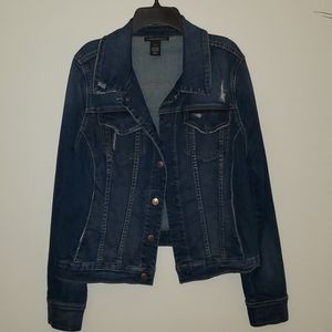 Lane Bryant Jean Jacket- Sz:14, EUC, slightly distressed detail w/  snap buttons